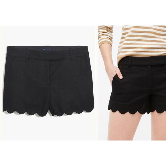 J. CREW FACTORY 4" Linen-Cotton Scalloped Hem Short, Sz 8 - Picture 1 of 9